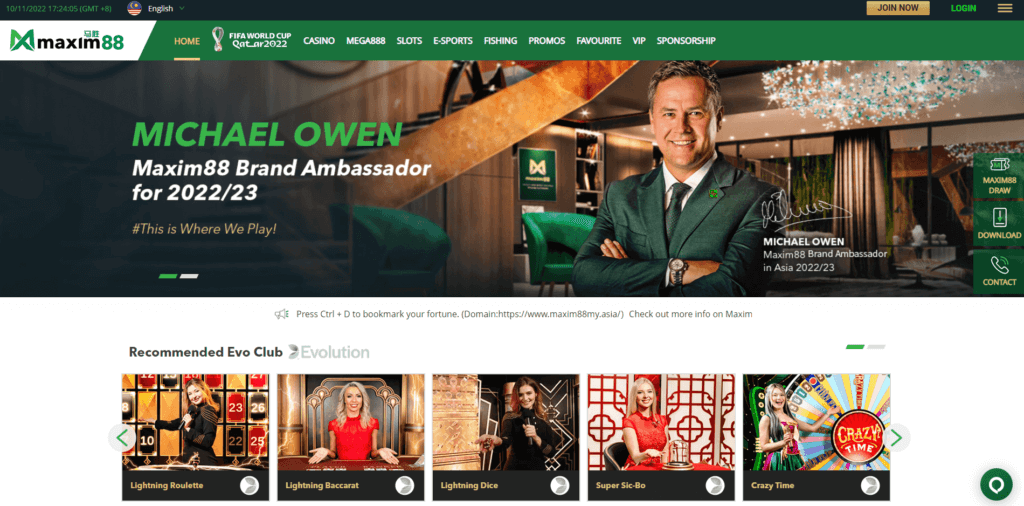 Maxim88 Casino Website
