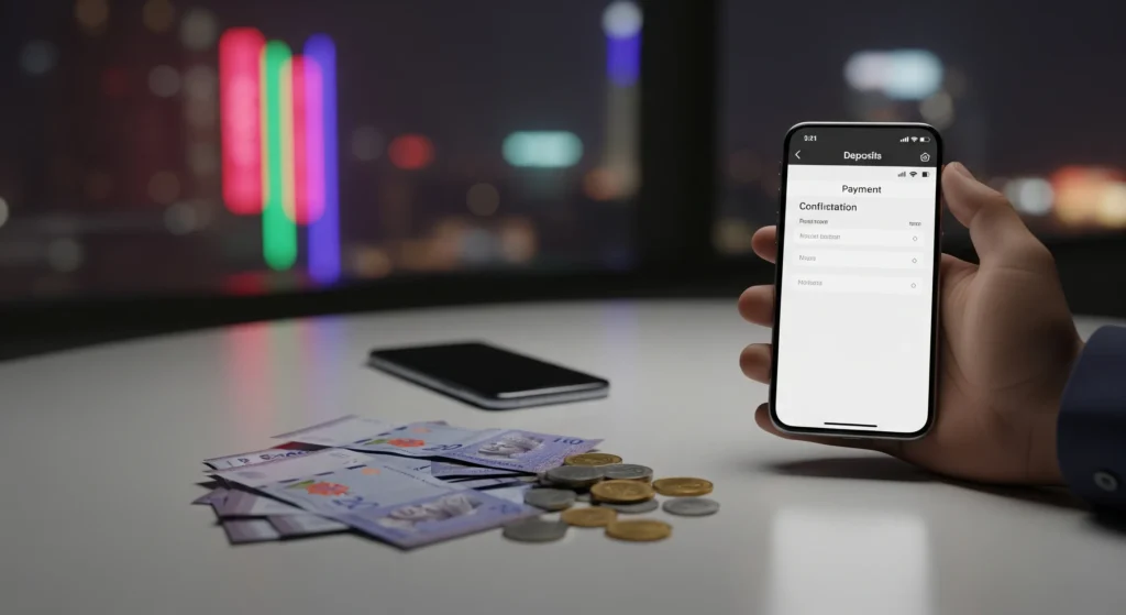 Malaysian ringgit and smartphone payment scene showing MYR deposits and withdrawals for online casinos in Malaysia