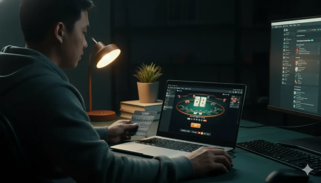 Blackjack Strategy Chart Close-Up with Dramatic Lighting