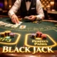 Blackjack table with glowing bets