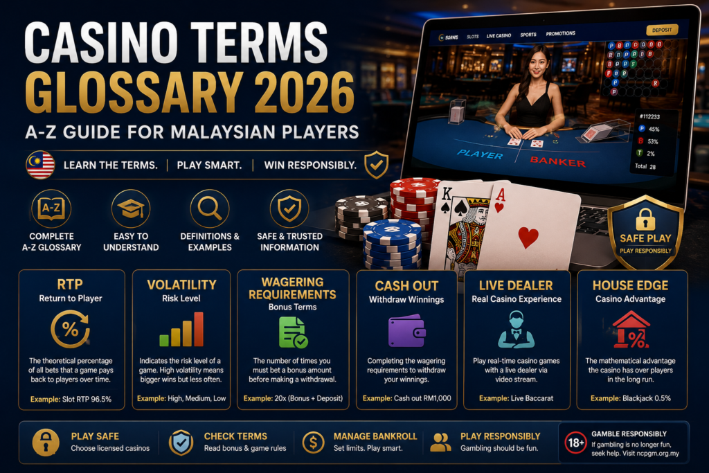 Casino Terms Glossary 2026 — A-Z Guide for Malaysian Players
