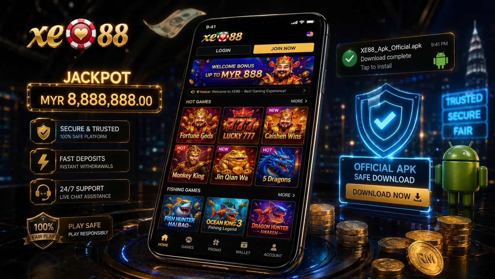 XE88 Slots Malaysia 2026 — APK Download & Best Games — image 1