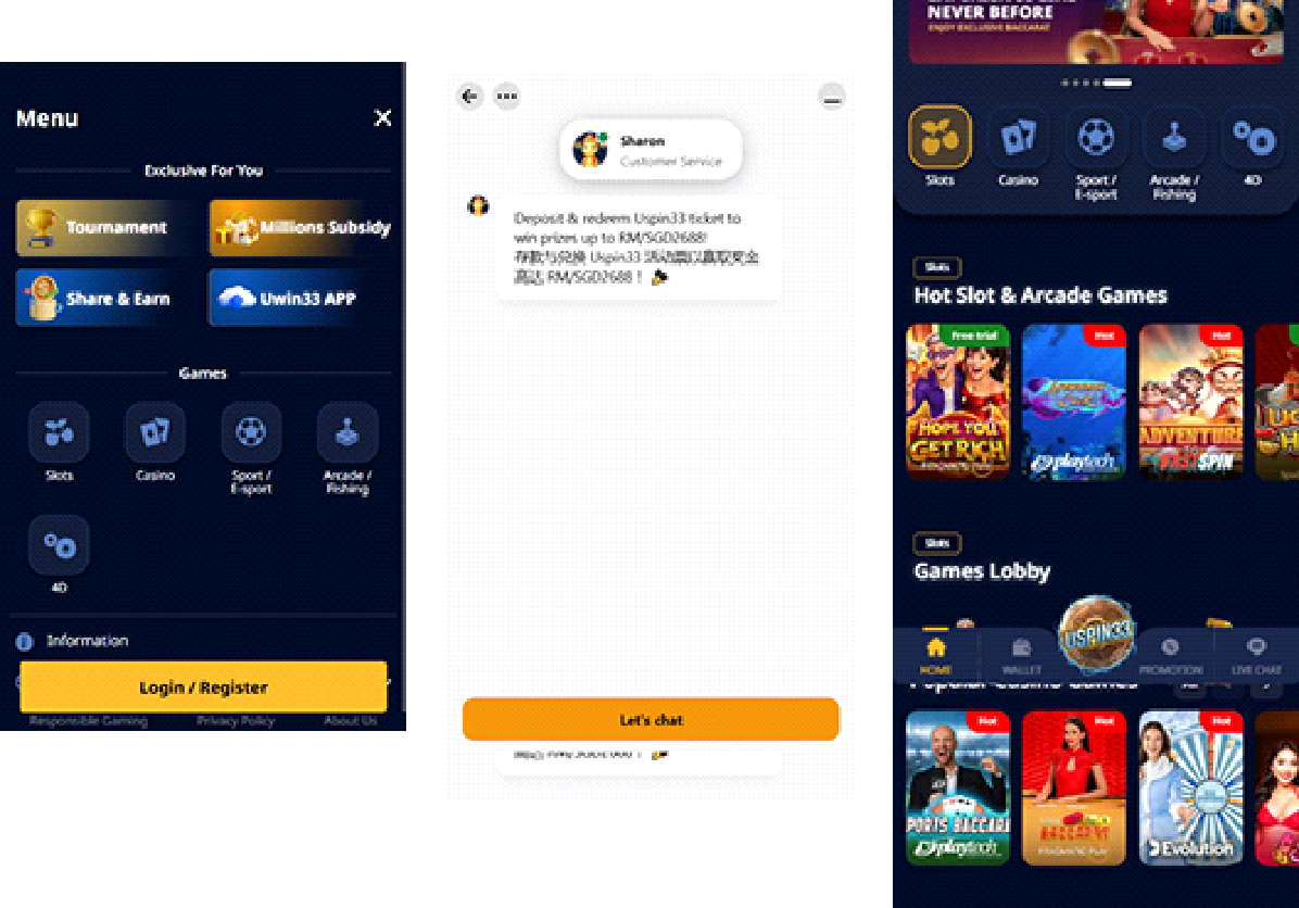 UWIN33 casino mobile look